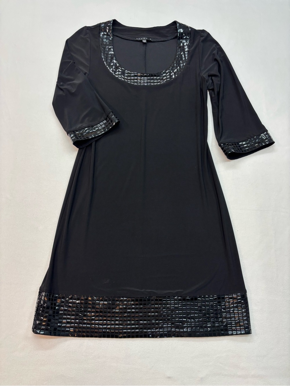 Tiana B. Black Crewneck Dress with Subtle Seaming